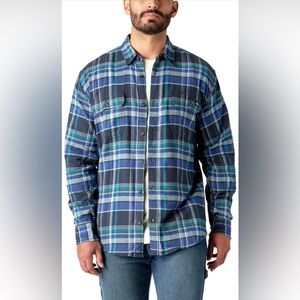Dickies Shirt Men's 2XL Blue Multi Plaid Flex Long Sleeve Flannel Relaxed Fit